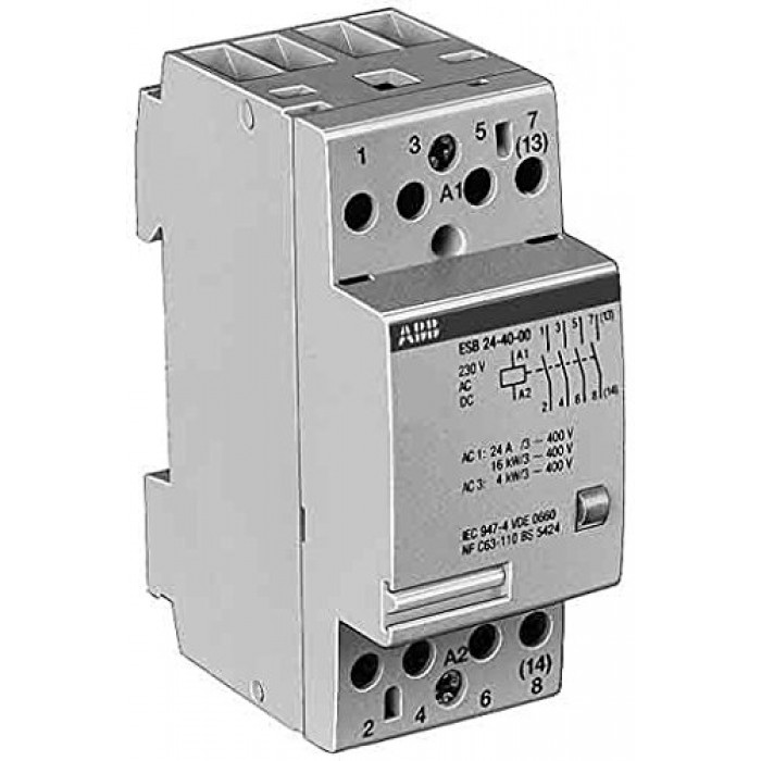 Contactor modular tetrapolar 24A 230V 4NO ABB ESB24-40 #GHE3291102R0006