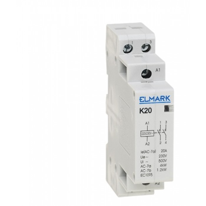 Contactor modular 20A 230V 1P 2NO #K20 Contactor modular 20A 230V 1P 2NO #K20