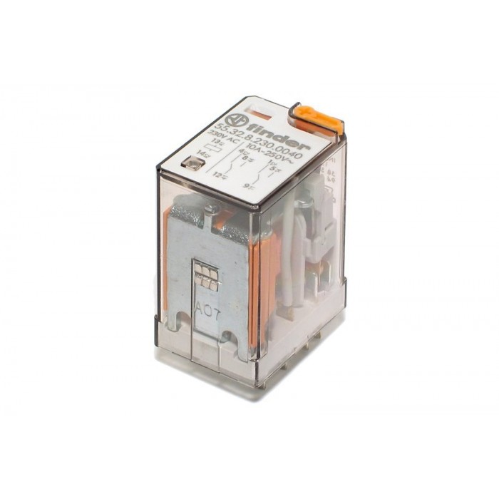 Releu electromagnetic DPDT, 10A/250VAC, bobina 230VAC, FINDER #55.32.8.230.0040 Releu electromagnetic DPDT, 10A/250VAC, bobina 230VAC, FINDER #55.32.8.230.0040
