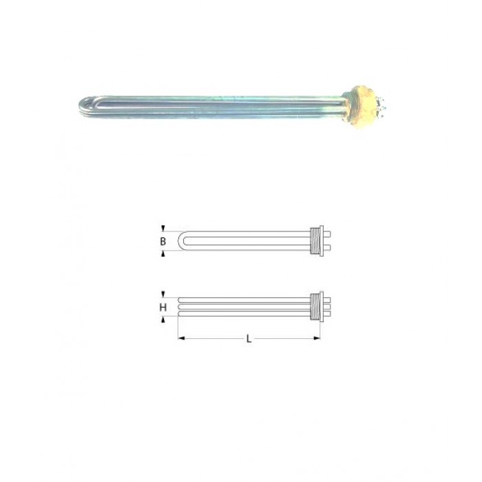 Rezistenta 7500W, 230V, 3 circuite de incalzire, filet flansa 1½", L=392mm, tub ø8.5mm, conexiune M4 #415680