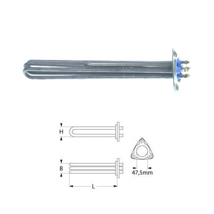 Rezistenta electrica 9500W 230V flansa 47.5mm L=330mm #416242 Rezistenta electrica 9500W 230V flansa 47.5mm L=330mm #416242