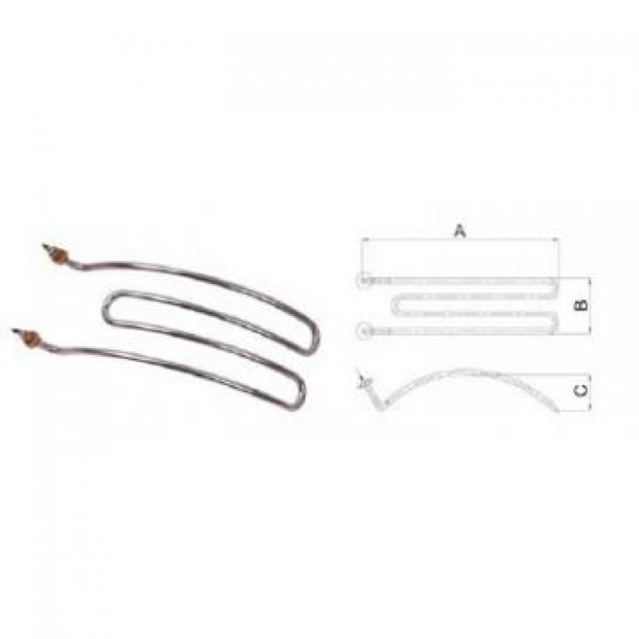 Rezistenta Doner Kebab 1500W  230V  Ø8.5mm  A:300mm  B:103mm  C:65mm      #670.061.026